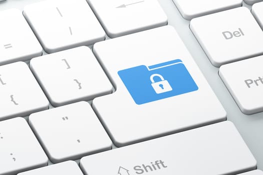 Business concept: Enter button with Folder on computer keyboard, 3d render