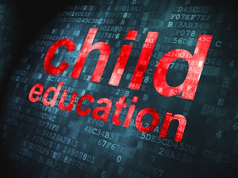 Education concept: pixelated words Child Education on digital background, 3d render