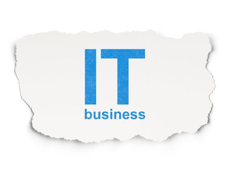 Business concept: torn paper with words IT Business on  background, 3d render