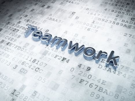 Business concept: Silver Teamwork on digital background, 3d render
