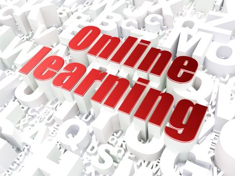 Education concept: Online Learning on alphabet  background, 3d render