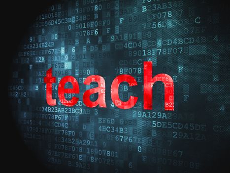 Education concept: pixelated words Teach on digital background, 3d render