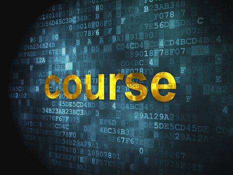 Education concept: pixelated words Course on digital background, 3d render