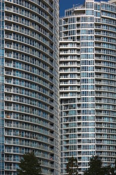 glass wall of a high-rise building in downtown Toronto