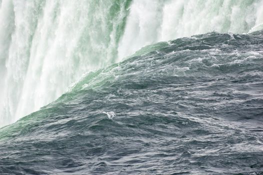Blue-green water, falling down from Niagara falls.