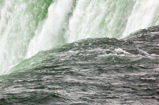 Blue-green water, falling down from Niagara falls.