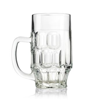  Empty beer mug isolated on white background