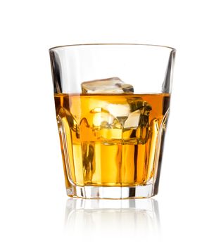 Whiskey glass. Isolated on white with reflection. With clipping path