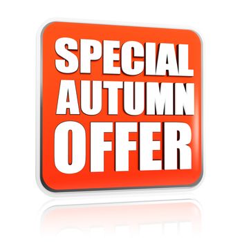 special autumn offer button - 3d orange banner with white text, business concept