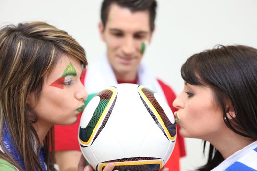 Three Italian soccer fans