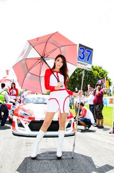 CHOUN BURI - AUGUST 18: Unidentified model on display at the Thailand Super Series 2013 Race 4 on August 18, 2013 at the Bira International Circuit Pattaya, Thailand.