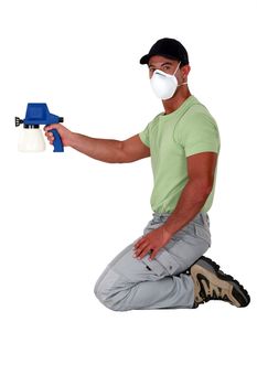 Man holding paint sprayer