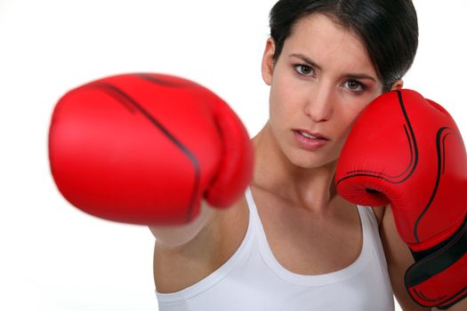 Woman with boxing gloves