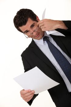 Businessman reading a document