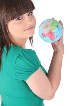 Girl holding a globe Godreau_Lea_140410