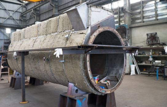 Industrial drier under construction at a mechanical workshop