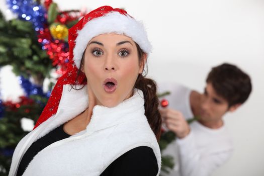 couple celebrating Christmas