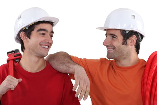 Cheerful plumbers