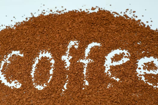 The word "coffee" from instant coffee granules