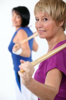 Two women in gym class