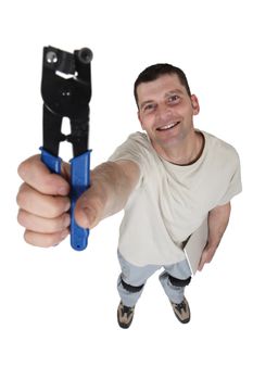 craftsman holding pliers