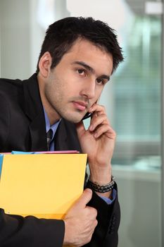 A businessman over the phone.