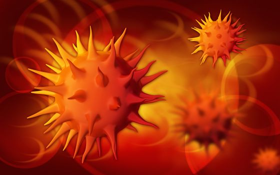 Digital illustration of virus in colour background