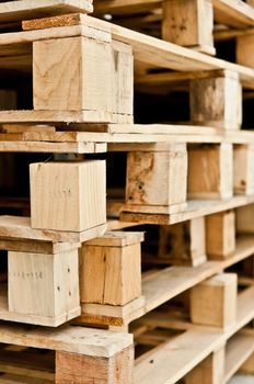 Stack of wood pallet closeup detail