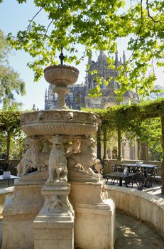 Romantic place in the gardens of Quinta da Regaleira in Sintra, Lisbon, Portugal.