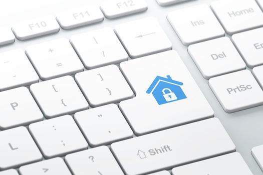 Privacy concept: enter button with Home on computer keyboard, 3d render, selected focus