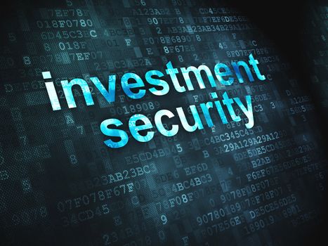 Protection concept: pixelated words Investment Security on digital background, 3d render
