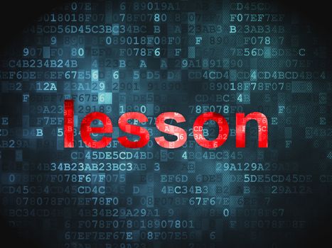 Education concept: pixelated words Lesson on digital background, 3d render
