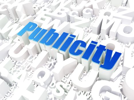 Marketing concept: Publicity on alphabet  background, 3d render