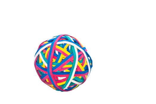 Elastic band, rubber band ball isolated on white background