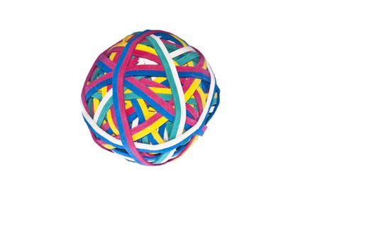 Elastic band, rubber band ball isolated on white background