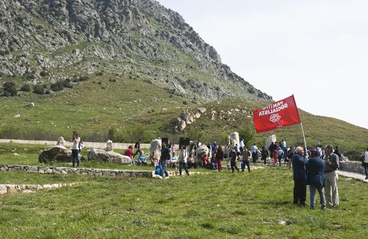 PIANA DEGLI ALBANESI - MAY 01: march that from Piana degli Albanesi will end at Portella della Ginestra, site of the massacre of farm laborers and workers, in Piana degli albanesi, Sicily, Italy on May 01, 2013