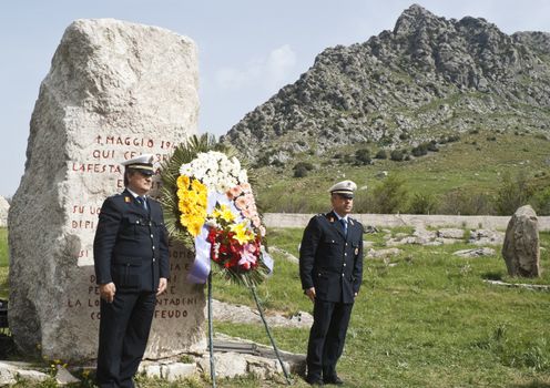 PIANA DEGLI ALBANESI - MAY 01: march that from Piana degli Albanesi will end at Portella della Ginestra, site of the massacre of farm laborers and workers, in Piana degli albanesi, Sicily, Italy on May 01, 2013