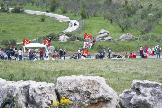 PIANA DEGLI ALBANESI - MAY 01: march that from Piana degli Albanesi will end at Portella della Ginestra, site of the massacre of farm laborers and workers, in Piana degli albanesi, Sicily, Italy on May 01, 2013