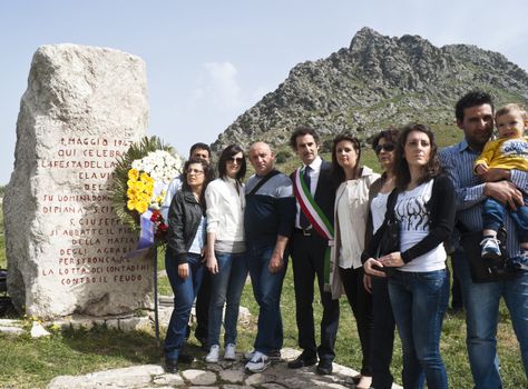 PIANA DEGLI ALBANESI - MAY 01: march that from Piana degli Albanesi will end at Portella della Ginestra, site of the massacre of farm laborers and workers, in Piana degli albanesi, Sicily, Italy on May 01, 2013