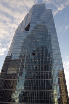glass wall of a high-rise building in downtown Toronto