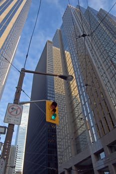 glass wall of a high-rise building in downtown Toronto