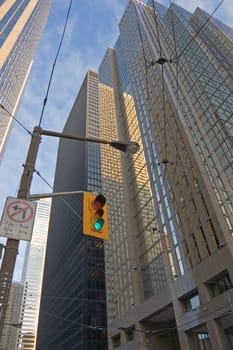 glass wall of a high building in downtown Toronto