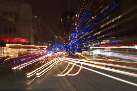 View of night streets of Toronto