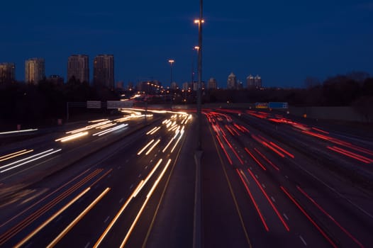 Canadian Highway at night, long exposure