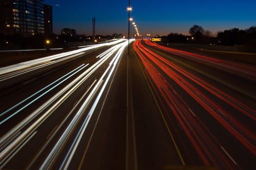 Highway at night, long exposure