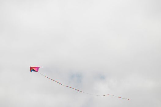 One Kite Flying over a Cloudy Sky, in Canary Islands, Spain