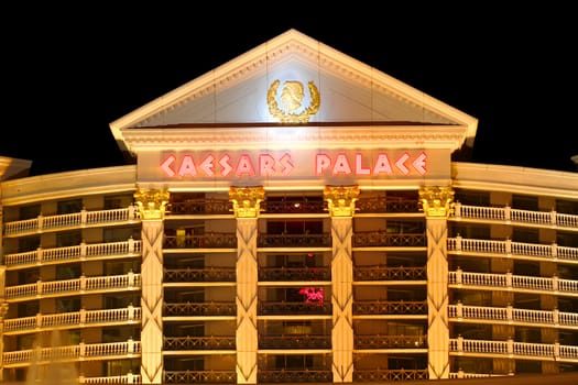 Las Vegas, USA - November 30, 2011: Caesars Palace is a large hotel and casino that opened in the 1960's in Las Vegas.  The buildings and decorations have a Roman Empire theme.