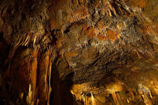 Limestone formations inside a cave