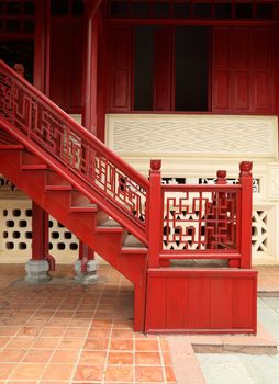 red ladder outdoors, chinese style