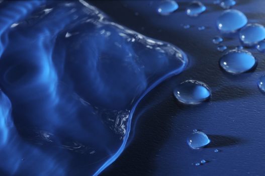 Some Water Drops on a Blue Textured Background